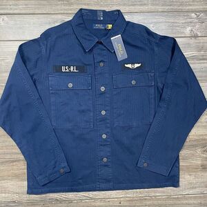 Polo Ralph Lauren Men's‎ Washed Twill Overshirt Military Jacket Navy LARGE NWT
